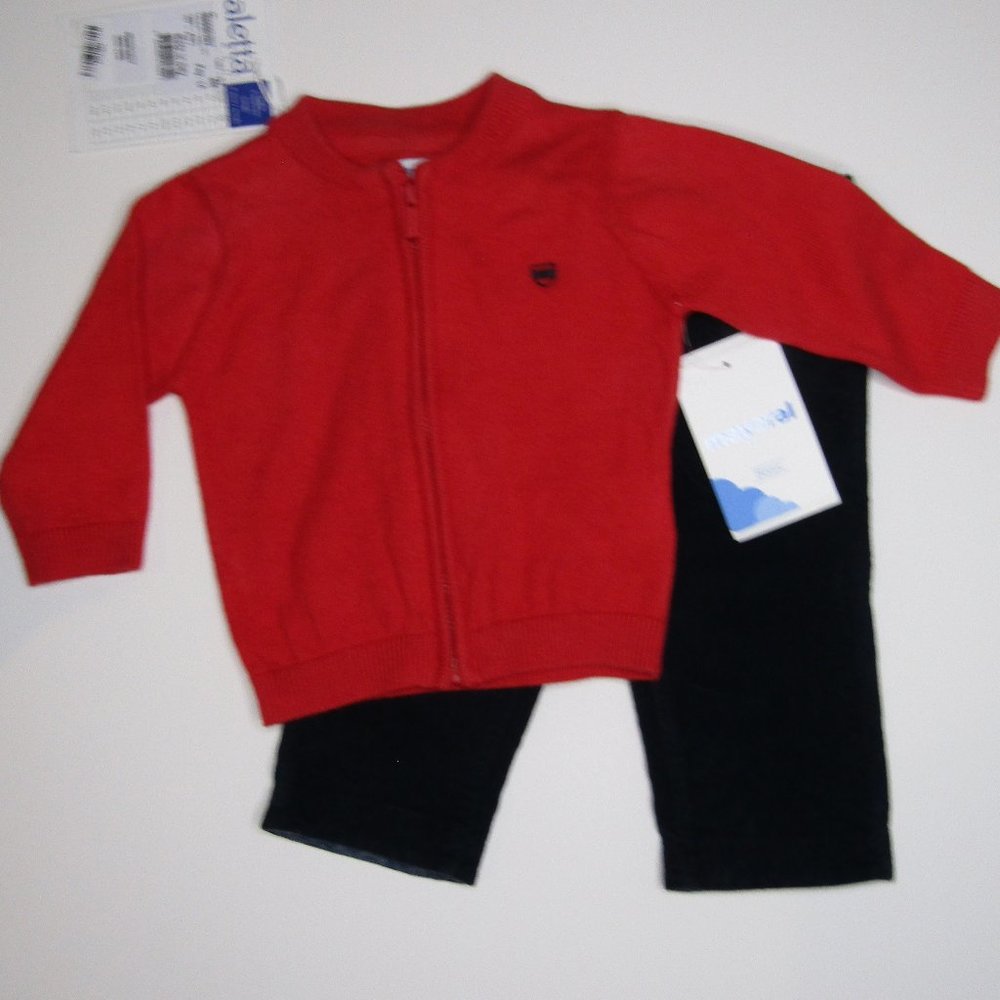 Mayoral Aletta baby boys outfit made in Portugal & Italy size 6 mo red sweater